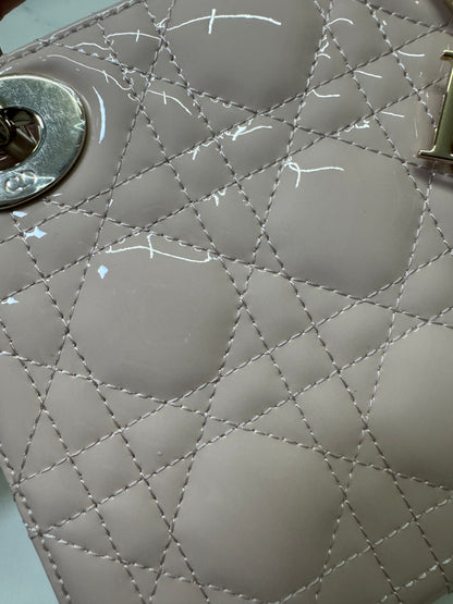 DIOR Lady Mini 三格 漆皮 淡粉 light Pink