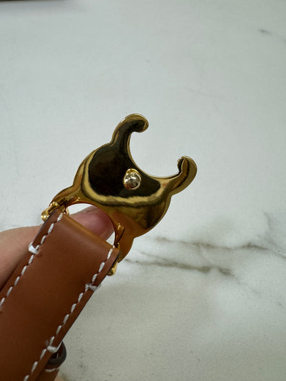 CELINE Triomphe 凱旋門皮帶1.8cm 金扣 棕色