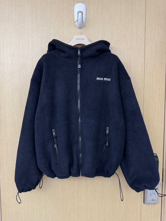 MIU MIU 搖粒絨長袖外套 藏藍色