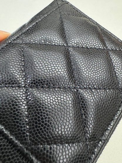 CHANEL L型拉鏈卡包 雕刻菱格扣