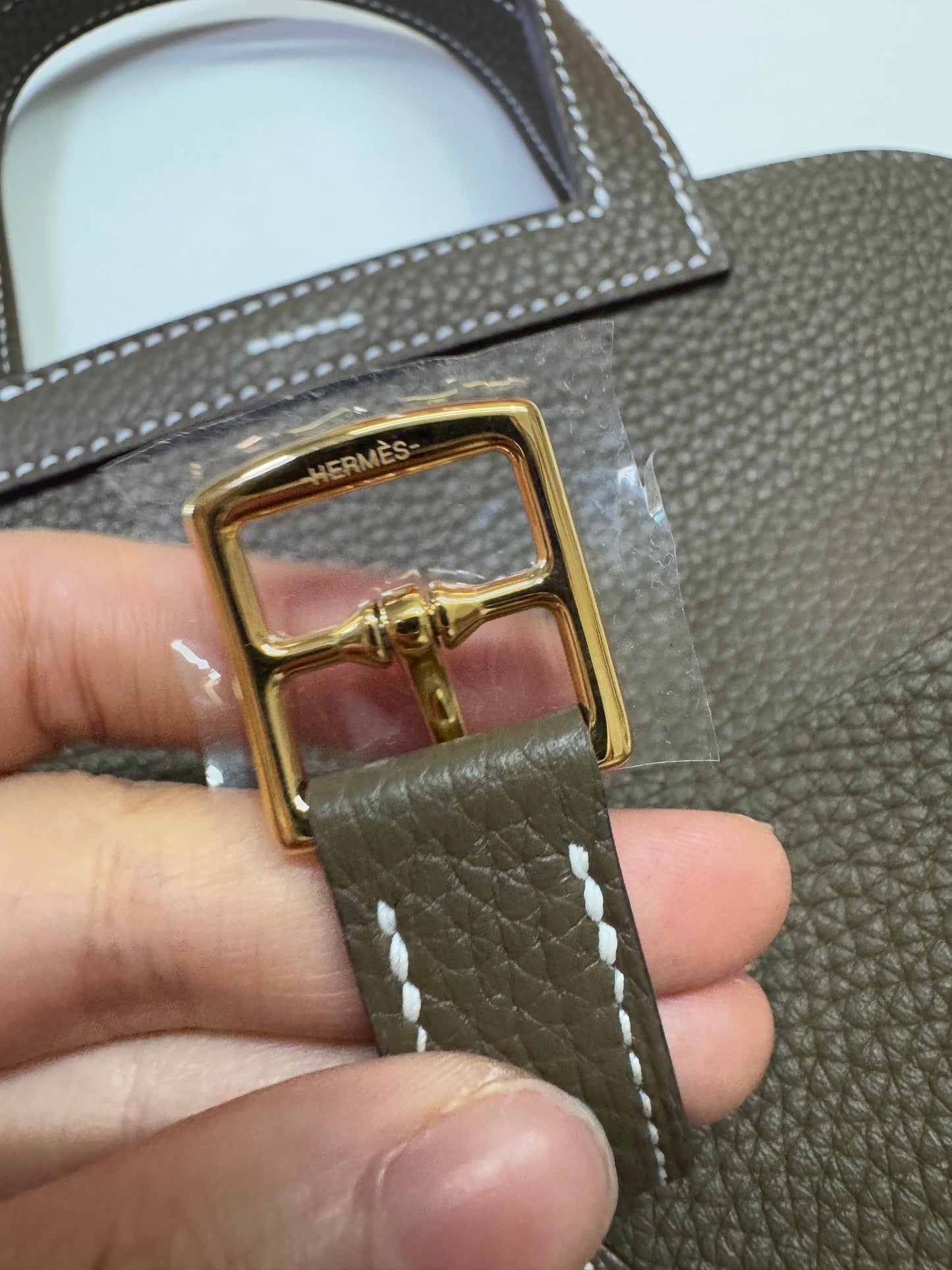 HERMES Halzan 25 大象灰金扣