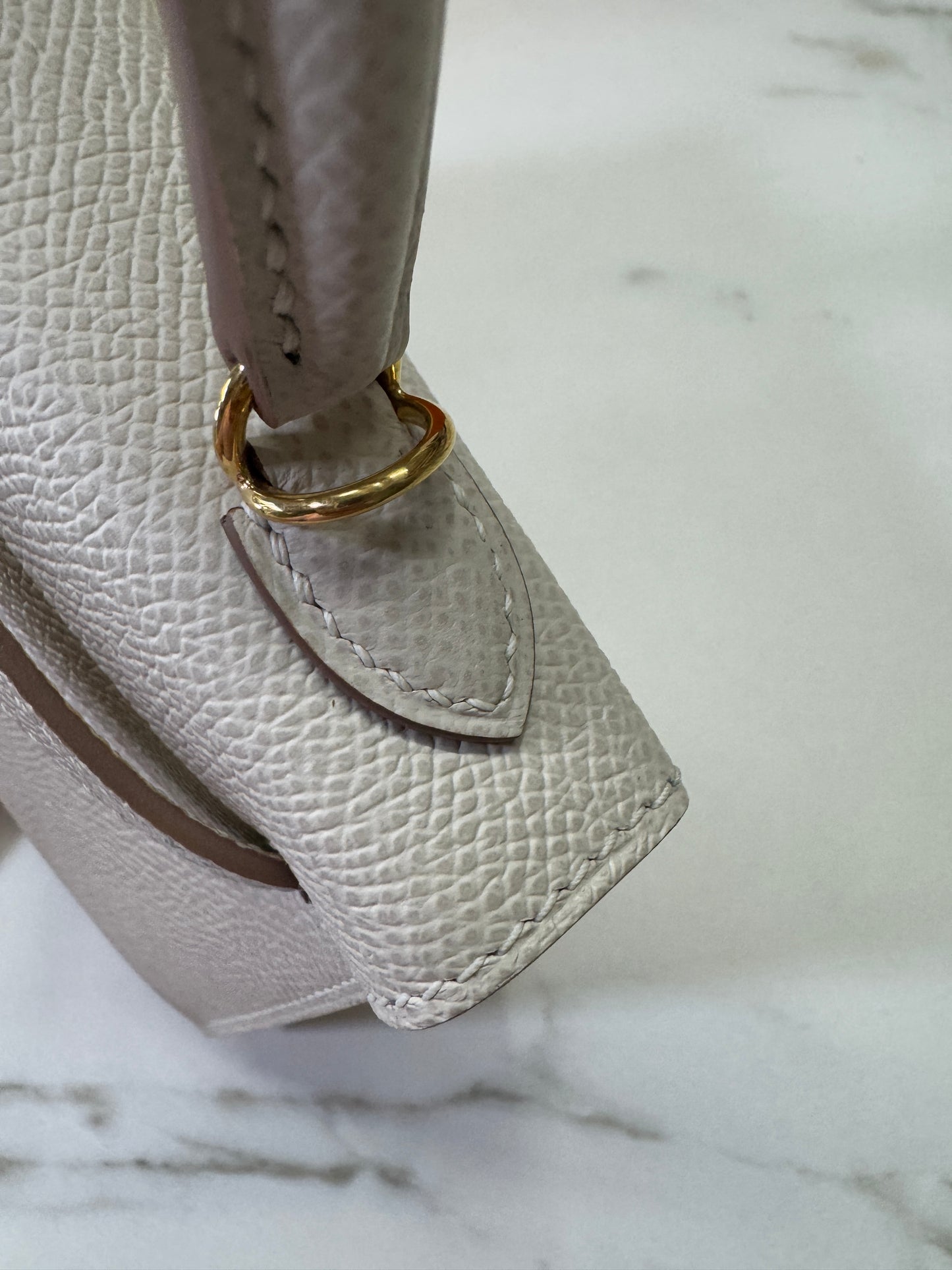 HERMES Mini Kelly II 奶昔白金扣 Epsom Craie GHW