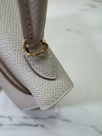 HERMES Mini Kelly II 奶昔白金扣 Epsom Craie GHW