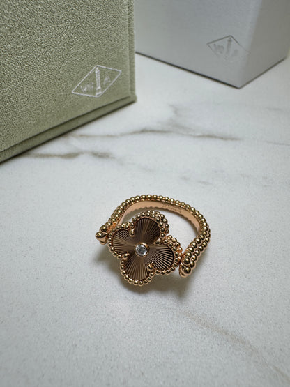 VCA Vintage Alhambra Ring 翻轉雙面戒指 灰貝母/ 鐳射 玫瑰金