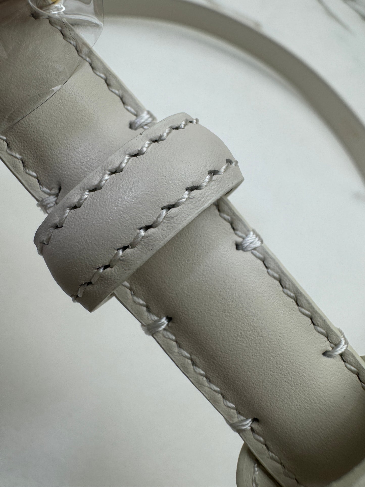 CELINE 凱旋門皮帶 白色 1.8cm