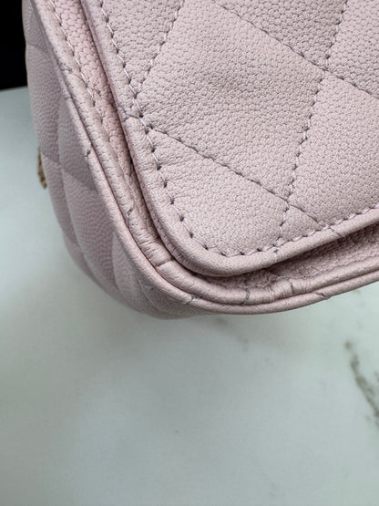 CHANEL 25Bag 粉紅色荔枝牛皮 Small