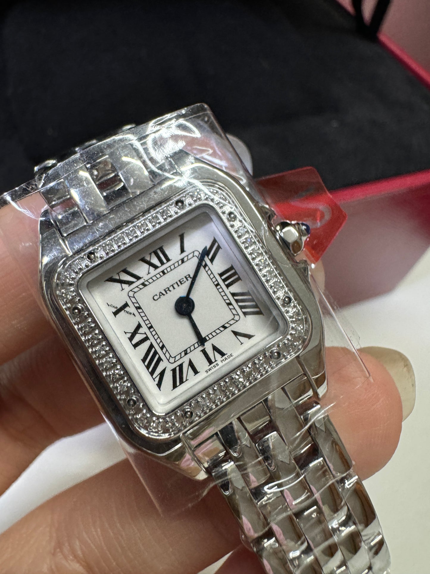 CARTIER 獵豹中號 天然真鑽 銀色