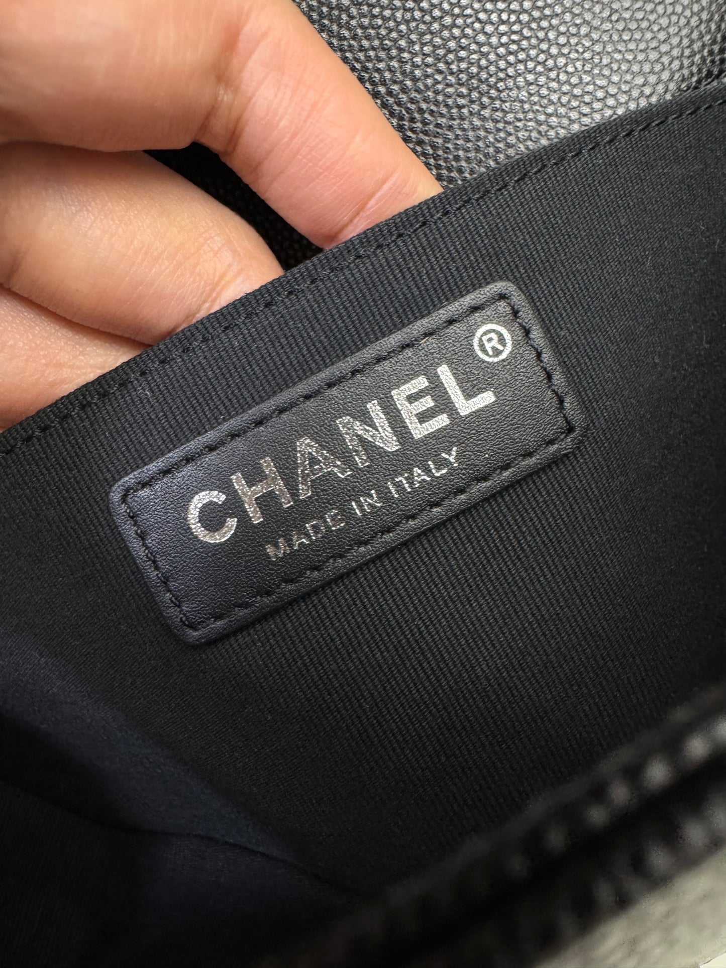 CHANEL Leboy 20cm 黑銀荔枝牛皮