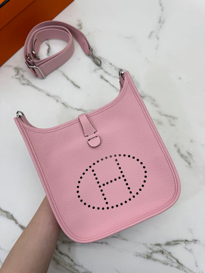 HERMES Evelyne 23 櫻花粉銀扣 3Q Rose Sakura PHW