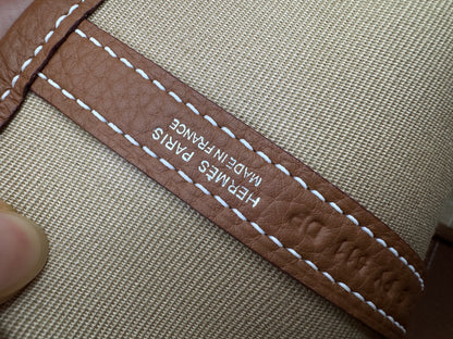 HERMES Garden Party 36 金棕拼風衣灰帆布 Negonda/ Canvas