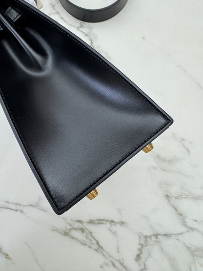 HERMES Kelly 25 黑色外縫金扣 Box Leather Sellier Noir GHW