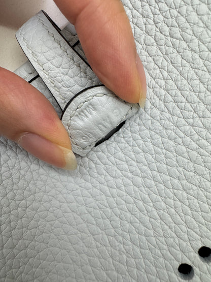 HERMES Mini Evelyne 霧霾藍銀扣 T0 Bleu Brume PHW