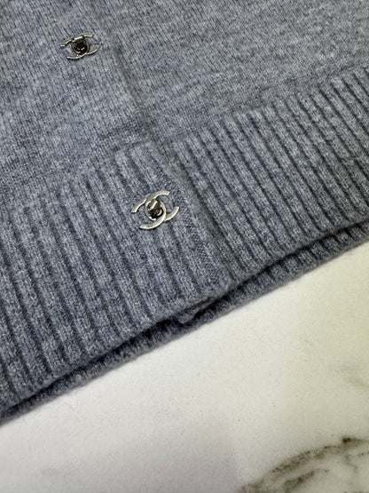 CHANEL 24B 羊絨開衫 灰色 100% cashmere