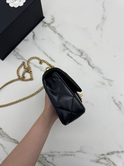 CHANEL 25P 愛心金球羊皮 黑色
