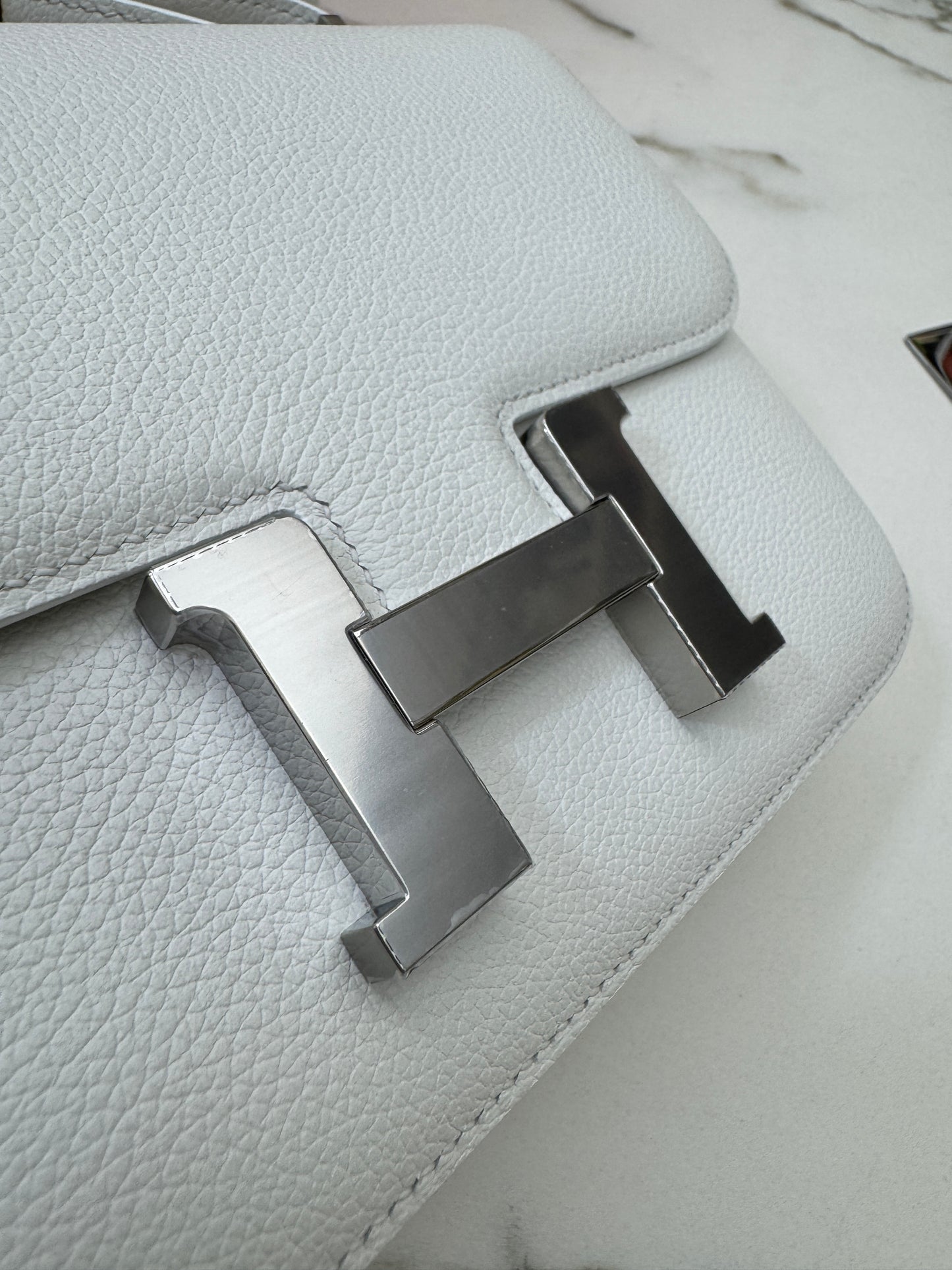 HERMES Mini Constance 新白色 銀扣 Evercolor 0U New White PHW