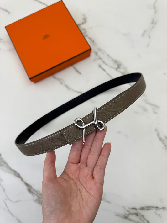 HERMES Cursives 皮帶 大象灰Epsom