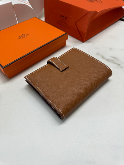 HERMES Bearn Compact Wallet 金棕色 金扣 Gold