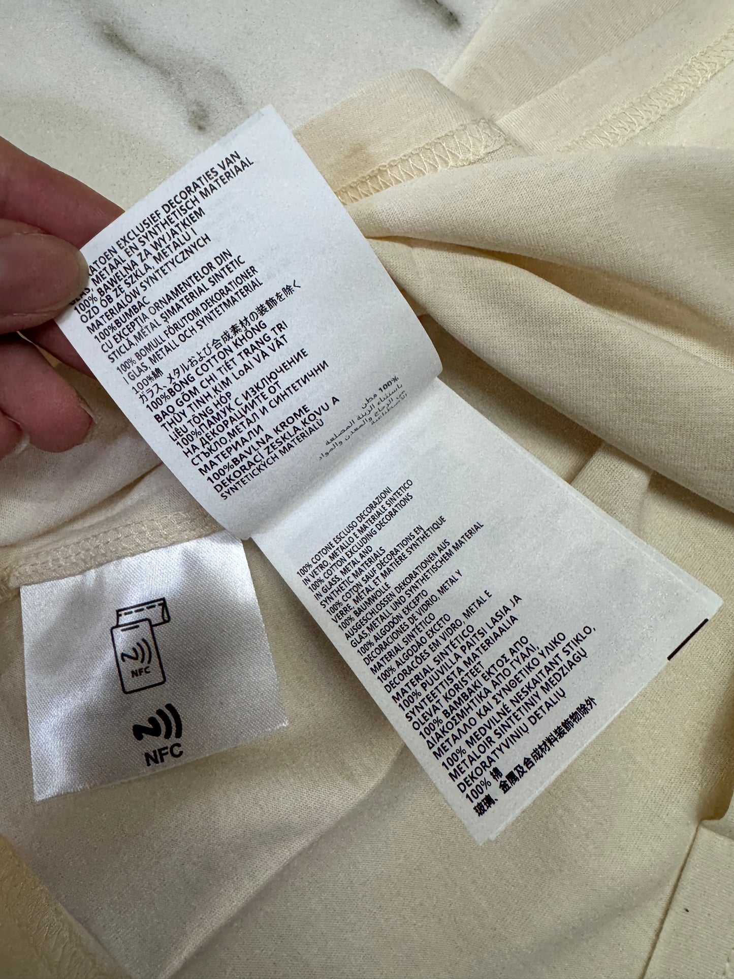 MIU MIU 水鑽Logo 米色T恤