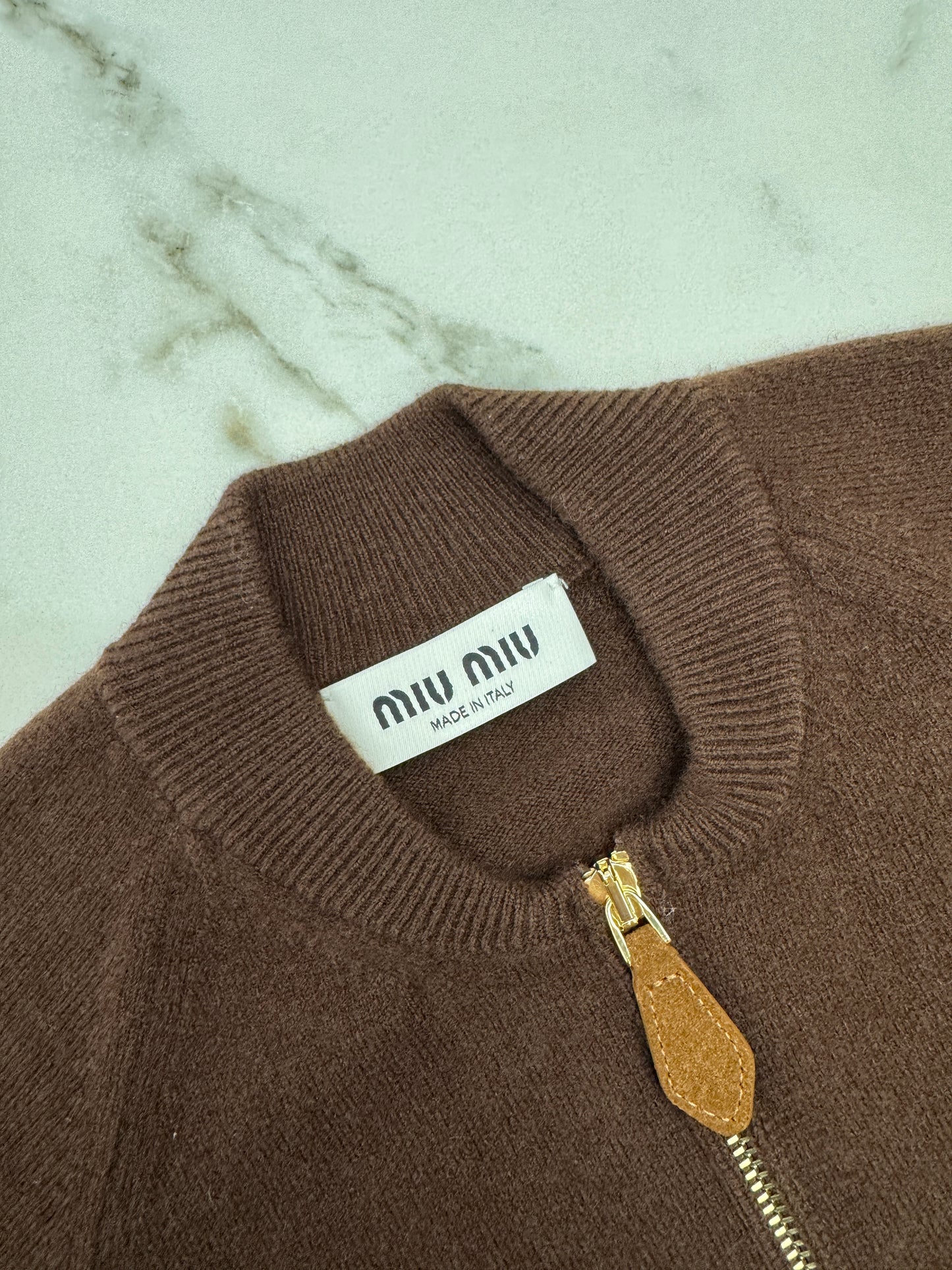 MIU MIU 深棕色針織短外套