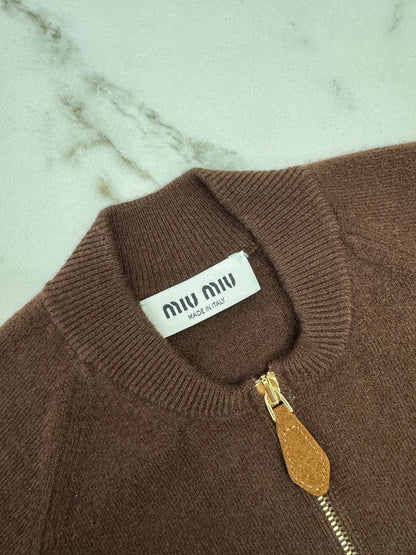MIU MIU 深棕色針織短外套