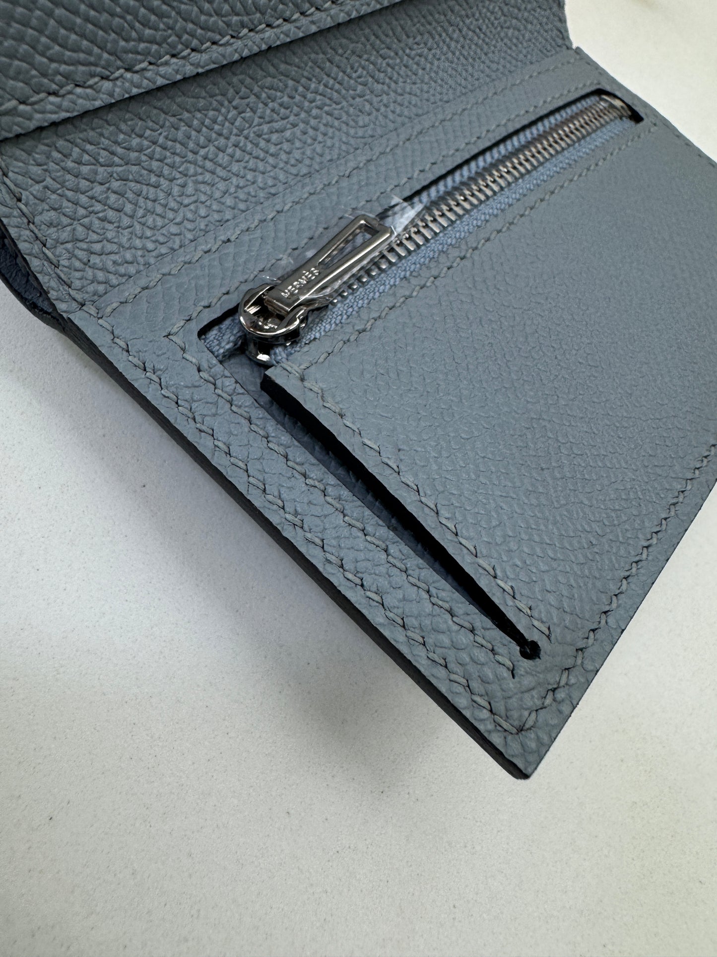 HERMES Bearn 三摺錢包 亞麻藍 Blue Lin Epsom PHW