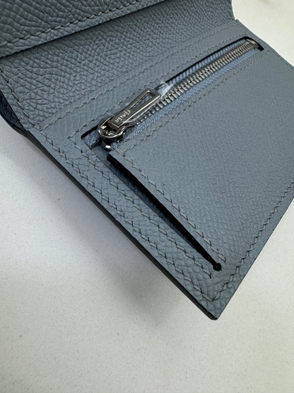 HERMES Bearn 三摺錢包 亞麻藍 Blue Lin Epsom PHW
