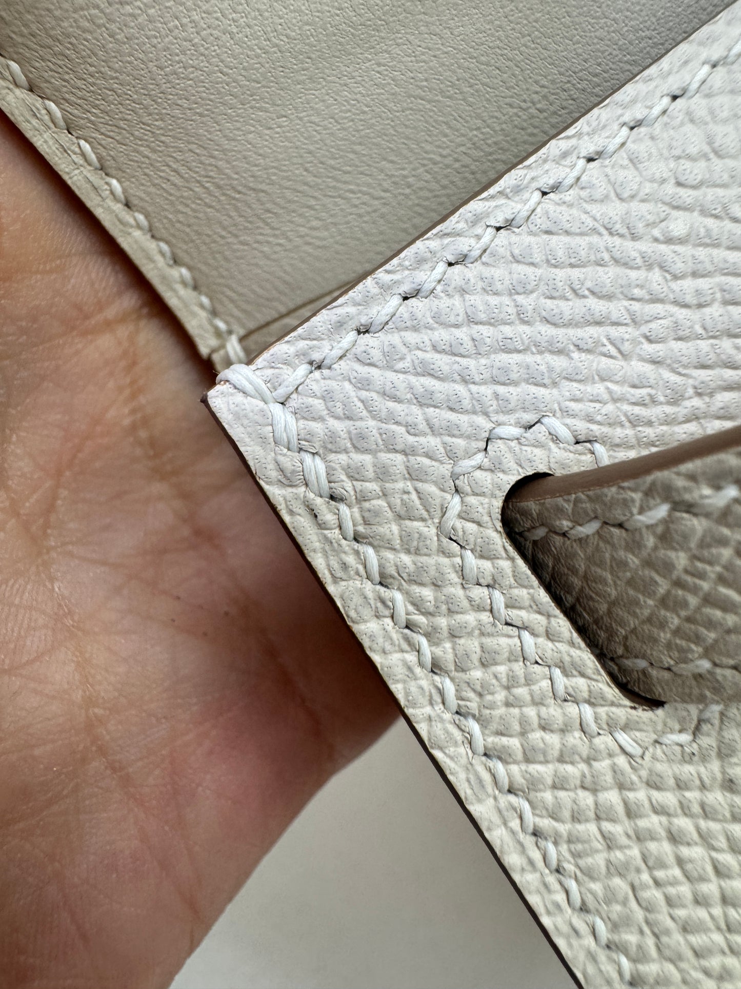 HERMES Mini Kelly II 奶昔白金扣 Epsom GHW