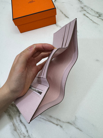 HERMES Bearn Wallet 三摺錢包 夢幻紫銀扣 Epsom Mauve Pale PHW