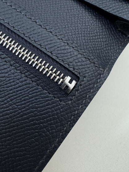 HERMES Bearn Wallet 午夜藍銀扣 Epsom Bleu Nuit PHW