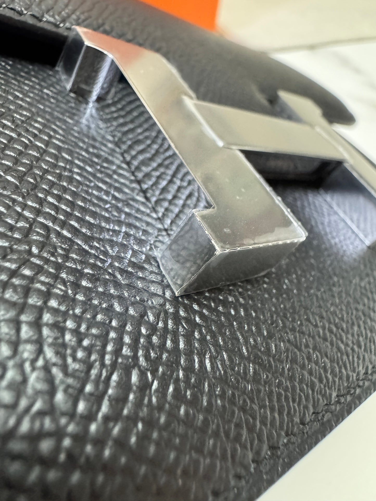 HERMES Mini Constance 新版 附鏡子 黑銀 Epsom PHW