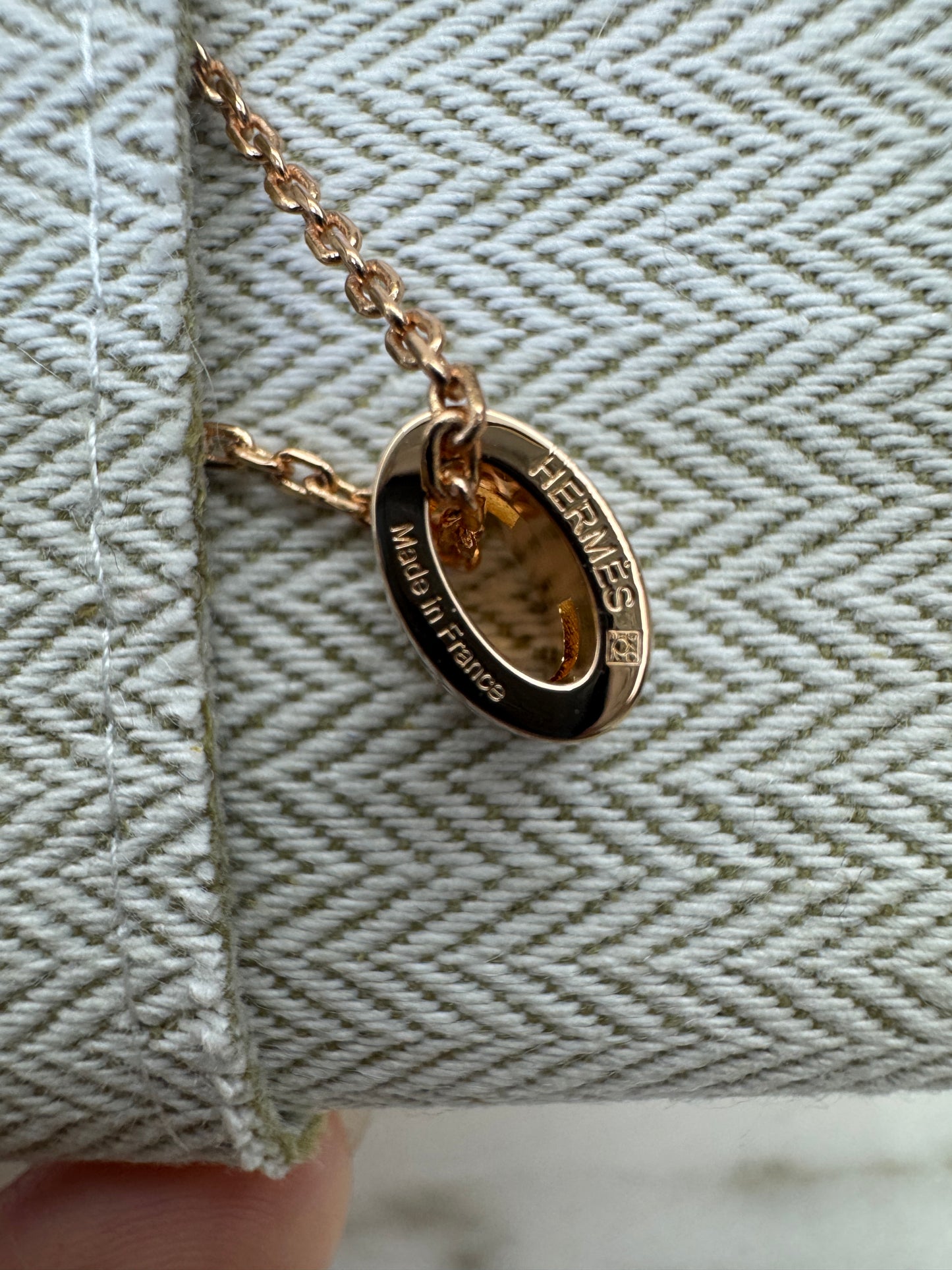 HERMES Pop H Marron Glaze 玫瑰金項鏈