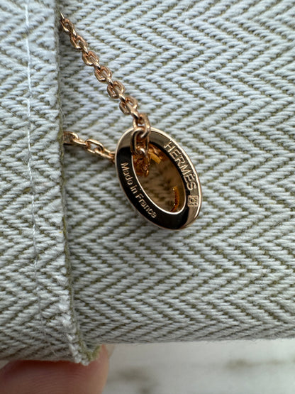 HERMES Pop H Marron Glaze 玫瑰金項鏈
