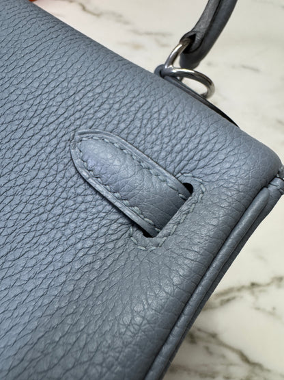 HERMES Kelly 25 亞麻藍 銀扣 內縫 Togo Selier