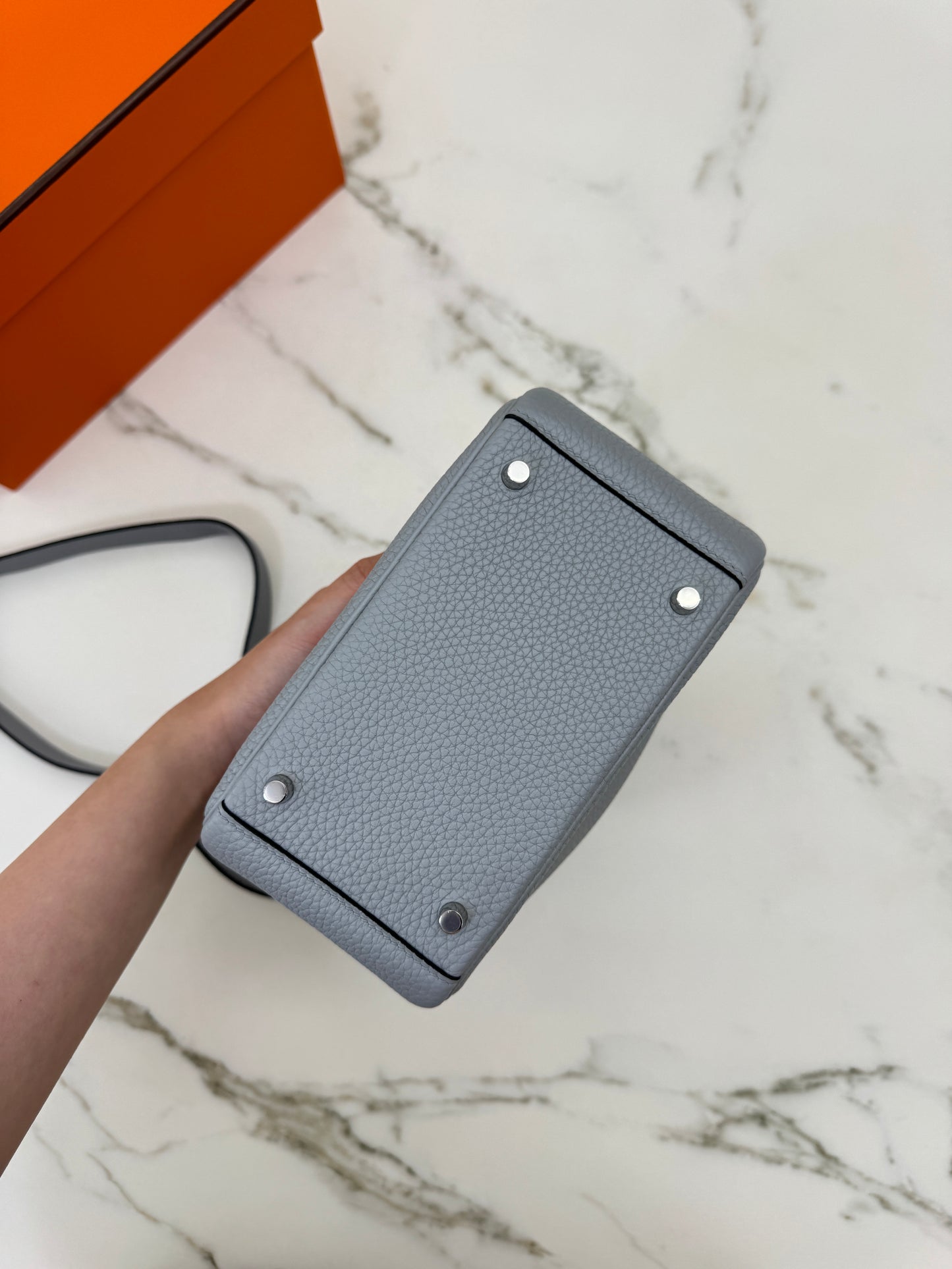 HERMES Mini Lindy II 木偶灰銀扣 TC Gris Platin PHW