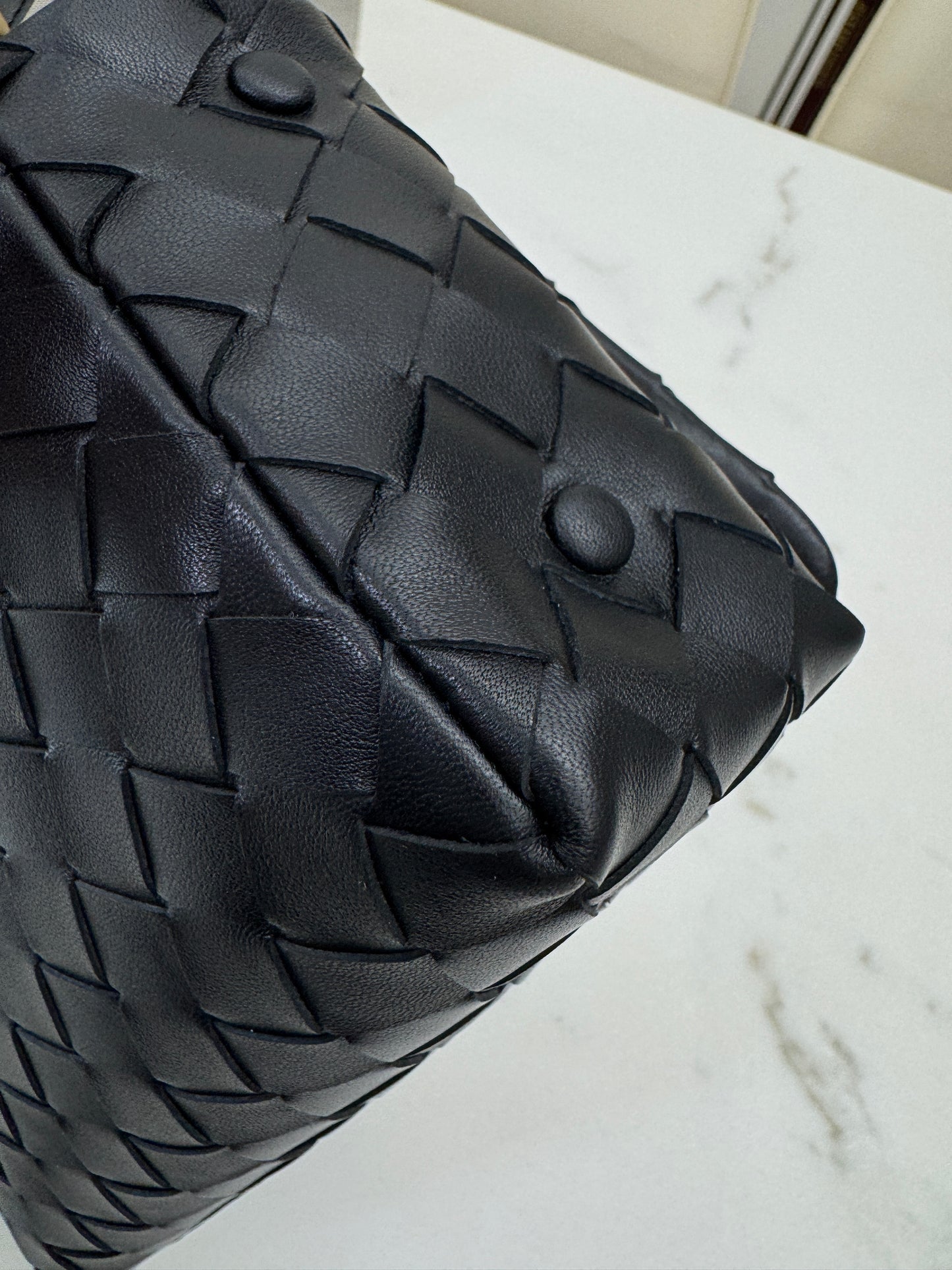 BV Intrecciato Mini Bag with Flap Black