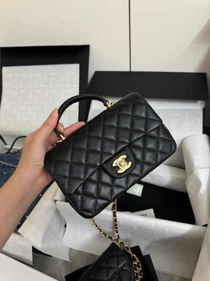 CHANEL mini cf handle 黑 Incas胎牛皮