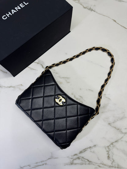 CHANEL 24K Hobo 雙C粗鏈 羊皮