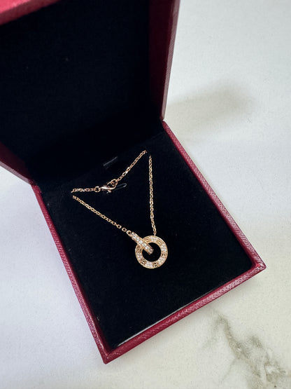 CARTIER Love Necklace 滿天星小圓餅項鏈 玫瑰金