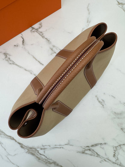 HERMES Garden Party 36 金棕拼風衣灰帆布 Negonda/ Canvas
