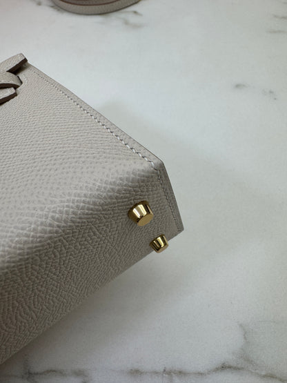 HERMES Mini Kelly II 奶昔白金扣 Epsom GHW