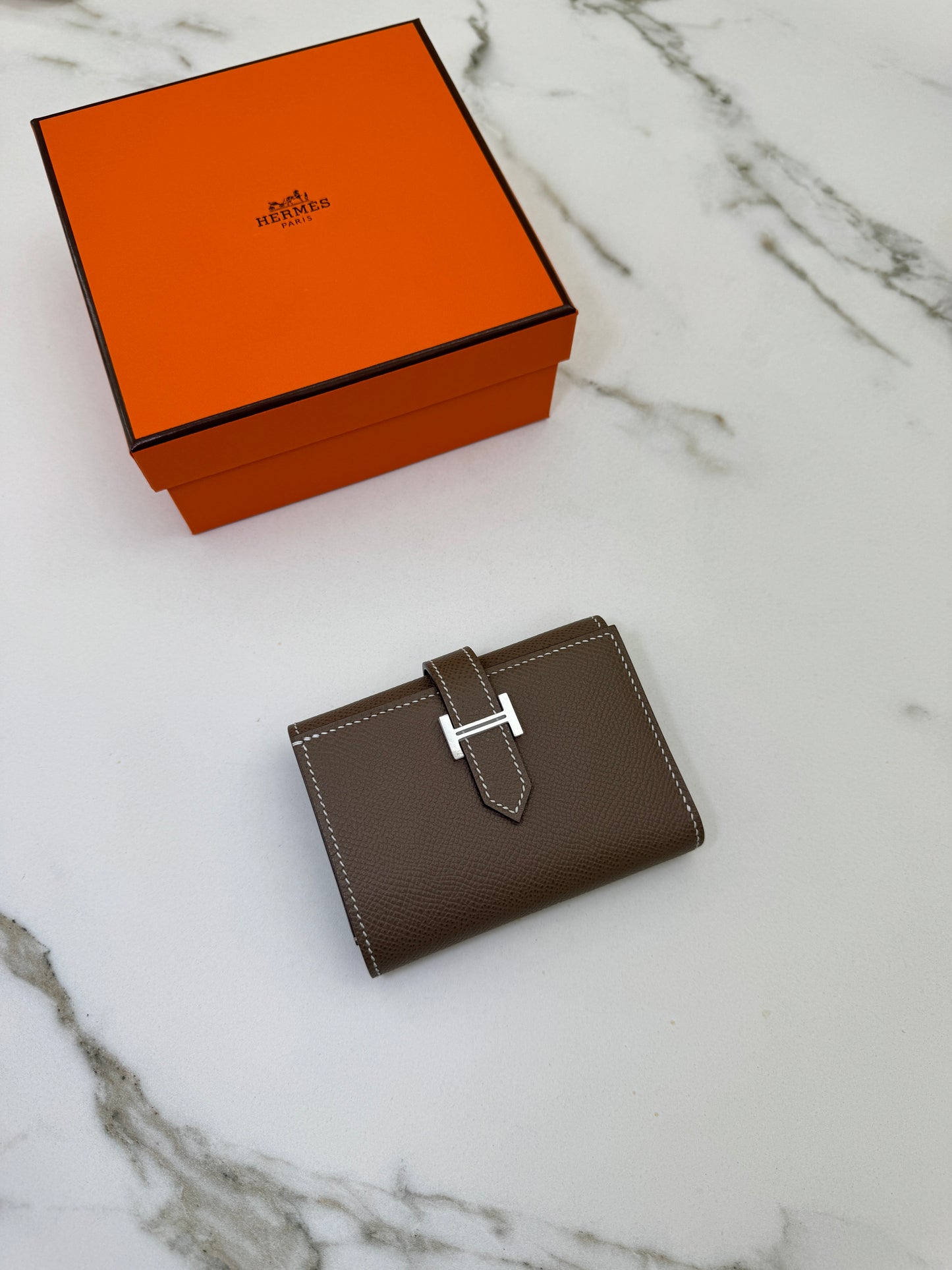 HERMES Bearn Wallet 三摺錢包 大象灰銀扣