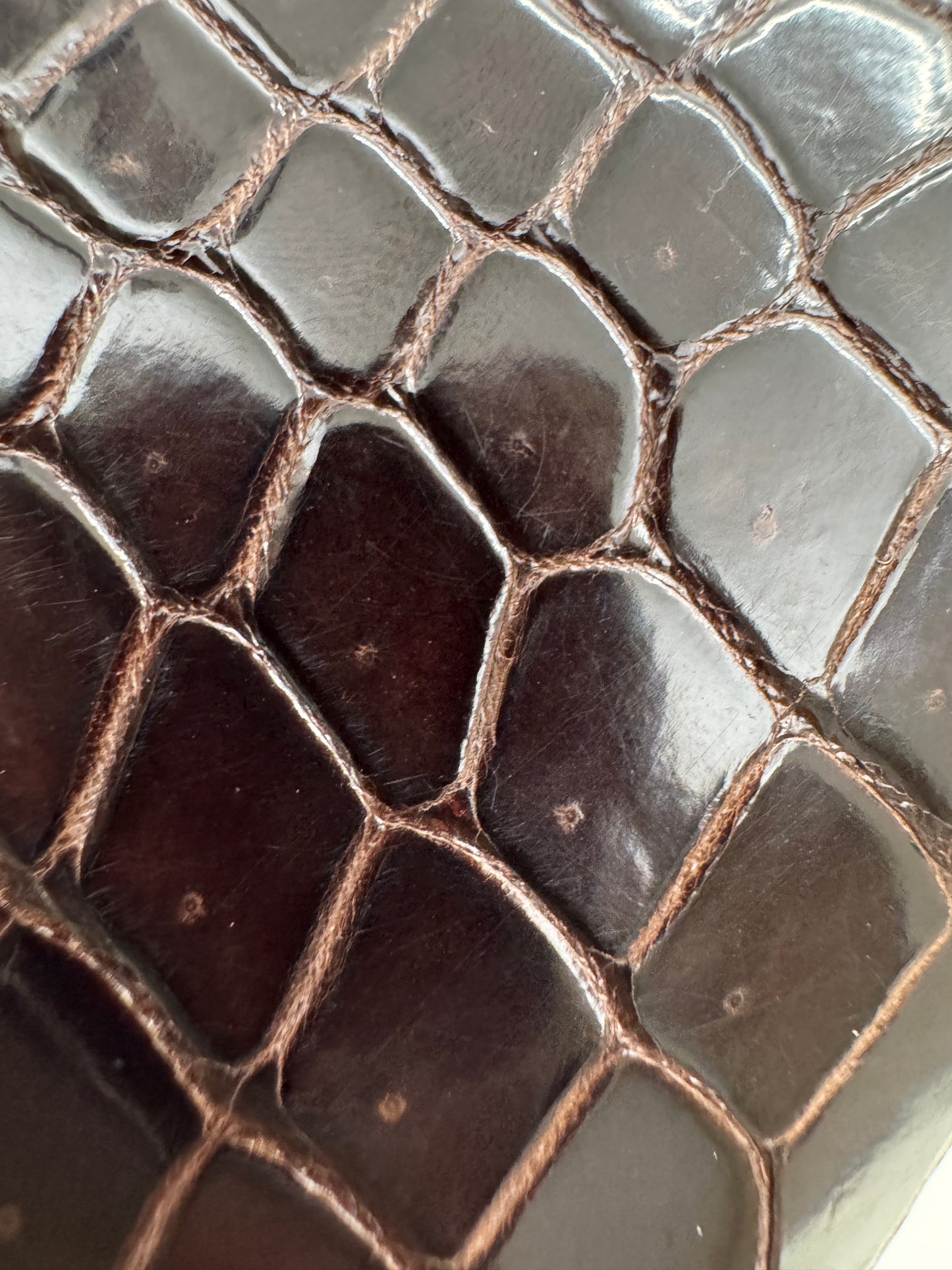 HERMES Bearn Wallet 亮面灣鱷 巧克力色 金扣 Porosus Crocodile Chocolate GHW