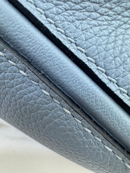 HERMES Mini 2424 亞麻藍銀扣 Evercolor Blue Lin PHW