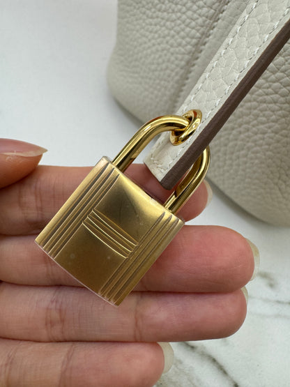 HERMES Picotin 18 奶昔白金扣 Craie GHW