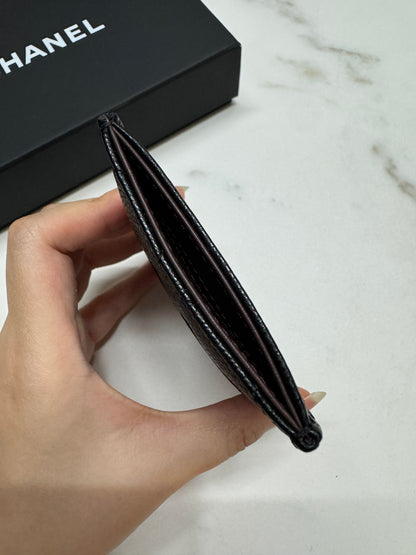 CHANEL 直版 黑色 淡金扣 Card Holder
