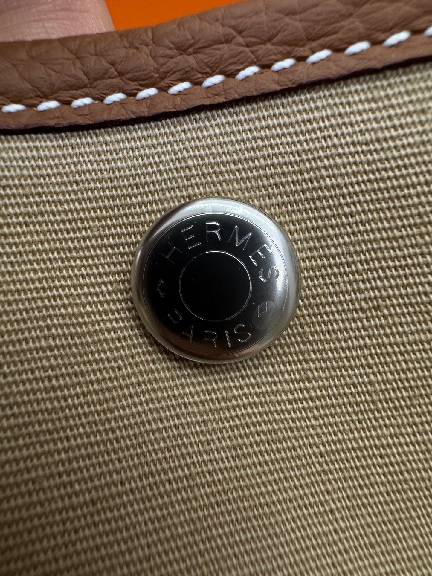 HERMES Garden Party 36 金棕拼風衣灰帆布 Negonda/ Canvas