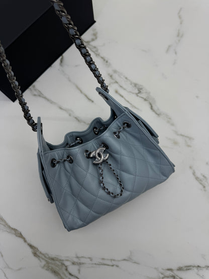 CHANEL Mini 25 Bag 霧霾藍銀扣