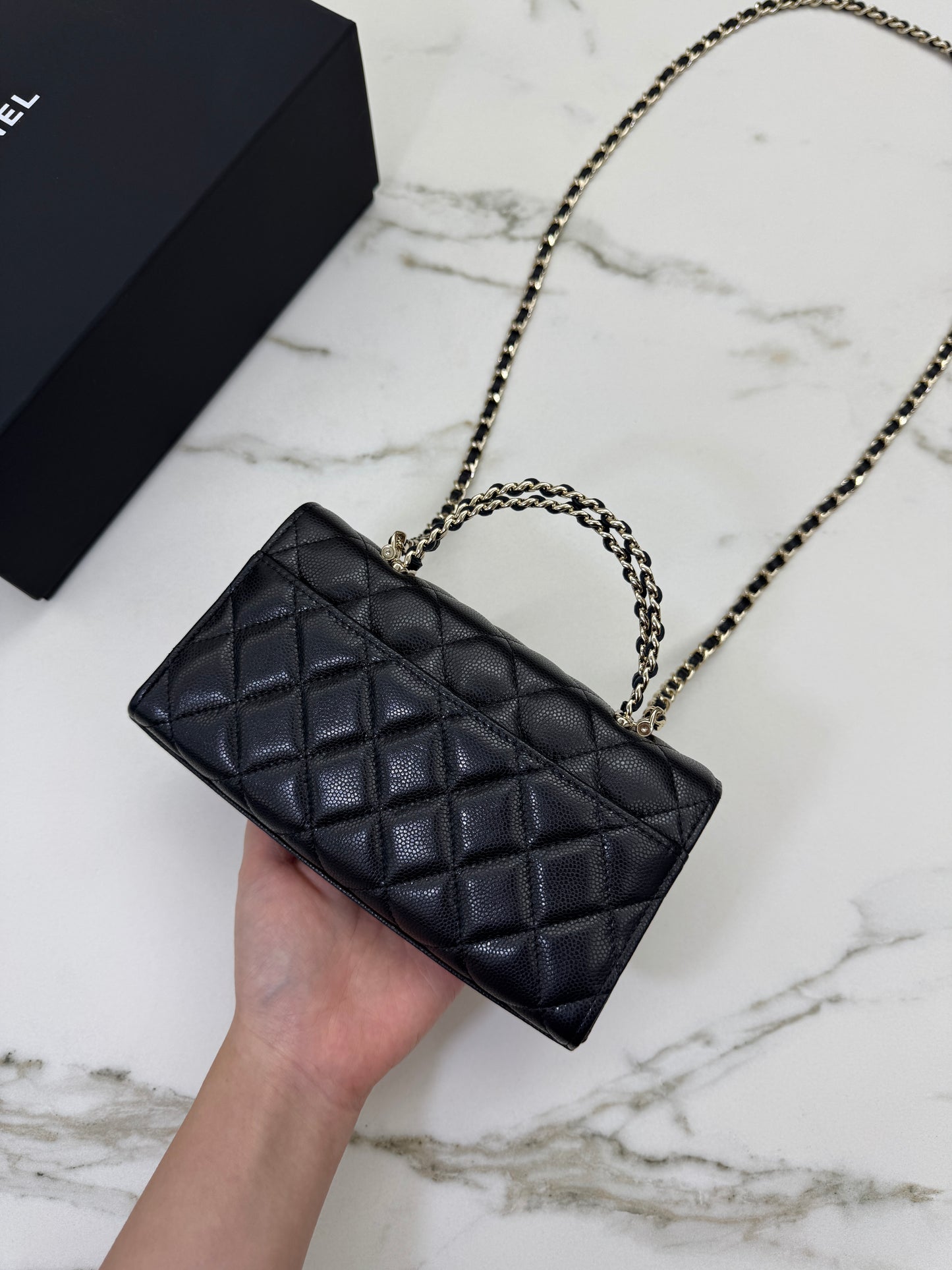 CHANEL 25S Kelly 橫版手機包 黑色