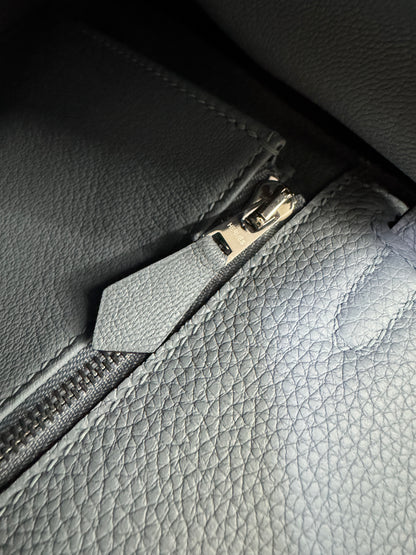 HERMES Kelly 25 亞麻藍 銀扣 內縫 Togo Selier