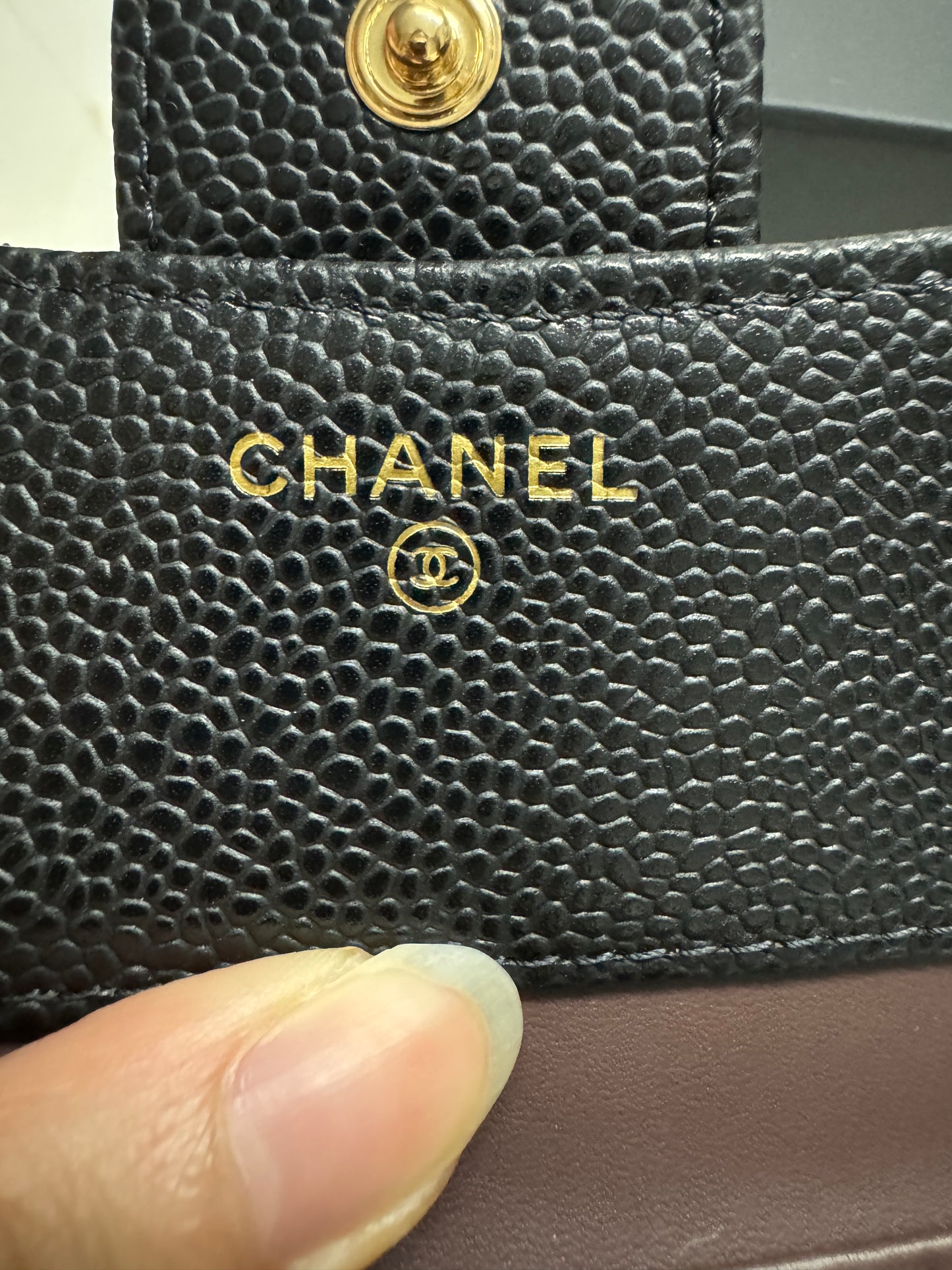 CHANEL CF三摺錢包 黑金 HAAS牛皮